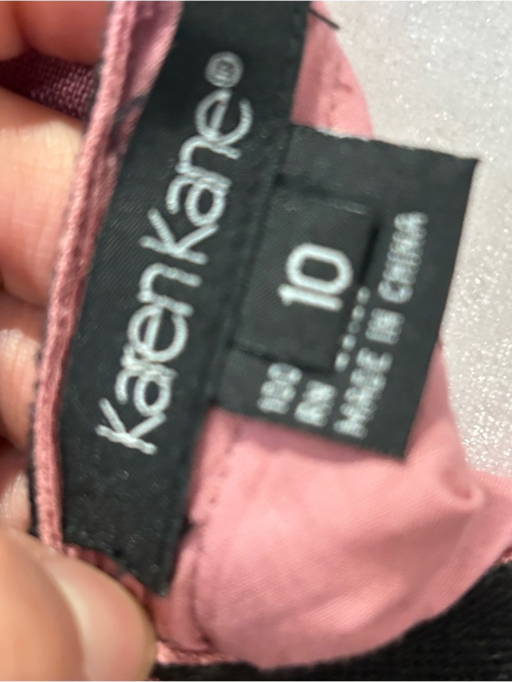 Karen Kane 100% Linen A-line Midi Skirt Pink Black Sequin Whimsigoth Size 10 - Picture 6 of 11